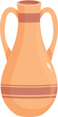 Simple terracotta amphora with a narrow neck and two handles, a symbol of ancient greek culture