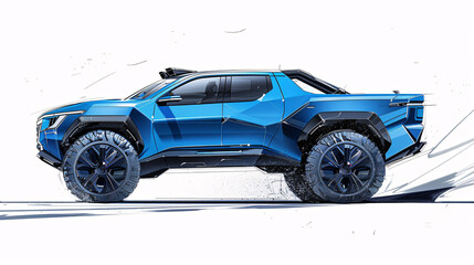 Concept Design Sketches - Retro Futuristic Pickup Truck