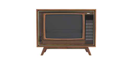 Vintage wooden television set with blank screen.