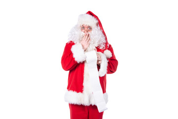 Funny Santa Claus and diarrhea. White background.