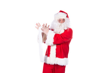 Funny Santa Claus and diarrhea. White background.