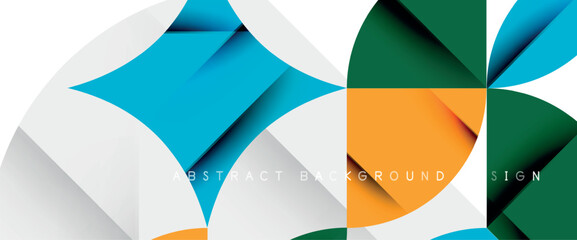 Minimal geometric elements on white. Petals, round triangles, star