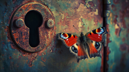 Butterfly Emerging from a Keyhole