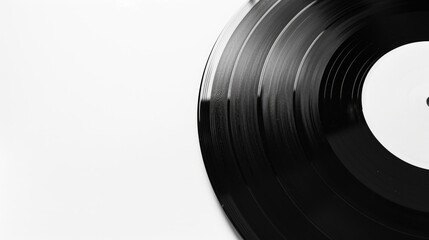 Isolated white background showcasing black vinyl record