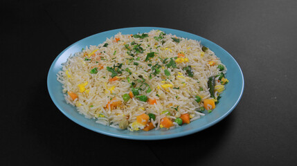 Arab Traditional mixed fried rice black background 