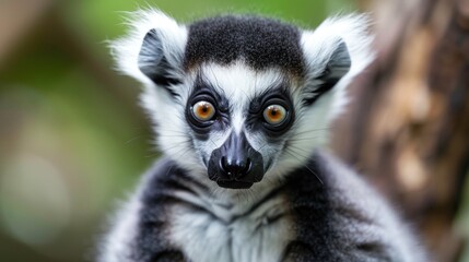 Obraz premium Lemur with Black and White Fur