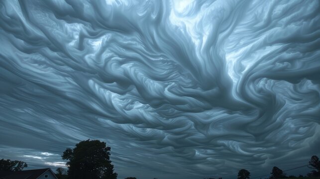 The rolling wavelike structures of the Asperitas clouds create a sense of movement and energy in the sky almost as if the clouds are alive.