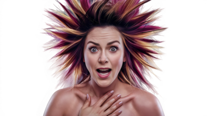 Surprised Elegance: Spiky Hair and Energy