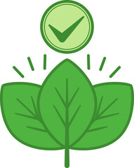 Green Icon Organic. Vector Icon of Young Leaves. Organic and Natural Product. Organic Farming Concept