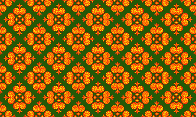 Abstract floral seamless Thai pattern, yellow and green modern shape for design, porcelain, chinaware, ceramic, tile, ceiling design, texture, wall, paper and fabric, vector illustration.