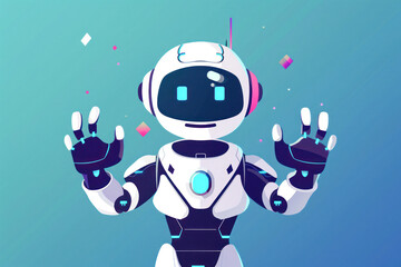 Naklejka premium Futuristic white robot with blue highlights