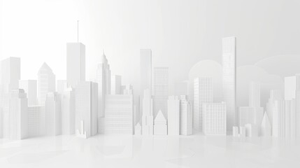 Fototapeta premium Modern Minimalism: Create a minimalist online shopping city image that conveys a powerful message with as few elements as possible, white color theme