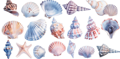 collection of various_seashells in_pastel colors