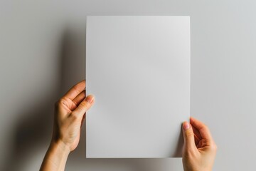 Blank paper mockup on hand created with generative AI