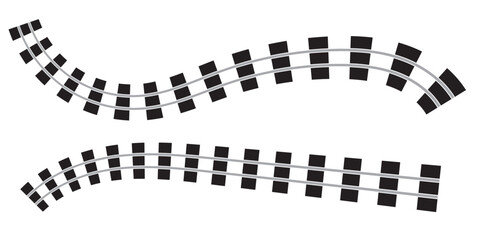 Railway Line, Railway Tracks. Rails Symbol, Train Tracks Sign, Railroad Pictogram, Railway Track Silhouette. Fence line. Vector illustration of fence and railway track.