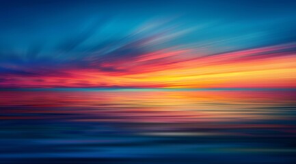 Blurred background of sunset sky with horizon over the sea