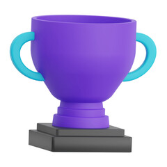 3D Render Trophy Icon Illustration. Isolated on Transparent background