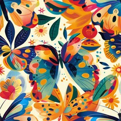 Seamless tilable butterfly illustration