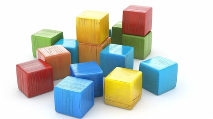 Obraz premium 06062303 20 3D rendered wooden educational jigsaw cubes for kids aged 3-5 promoting creativity and learning isolated on a white background 