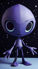Fototapeta premium cute alien.paper cut style