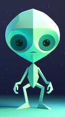 Fototapeta premium cute alien.paper cut style