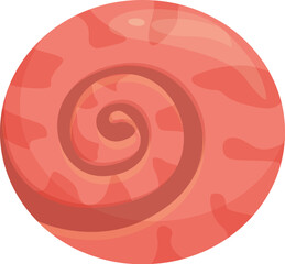 Pink seashell showing spiral pattern of mollusc growing underwater