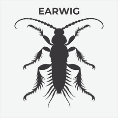 A Clear and Bold Earwig silhouette for Versatile Applications. Vector Illustration