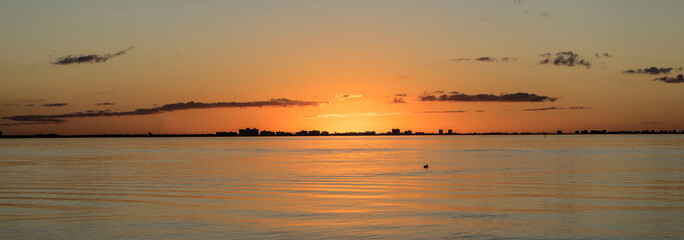 Sanibel Island City View from the Causeway with Open Ocean at Sunrise.