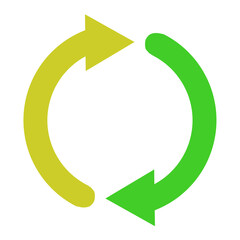 ループをイメージした矢印2本のアイコン（黄色・緑）