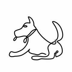 Continuous one line of Happy Cartoon Dog, Dog sticks out its tongue vector Illustration hand drawn  isolated on white background