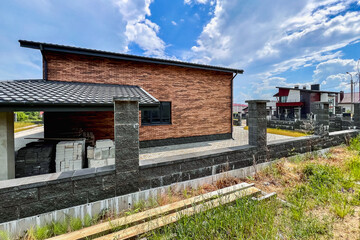 Newly built house with a finished plaster.
