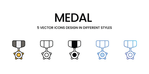 Medal icons vector set stock illustration.