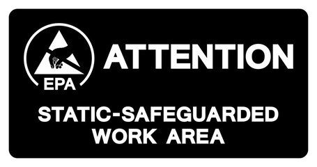 Attention Static Safeguarded Work Area Symbol Sign, Vector Illustration, Isolated On White Background Label .EPS10