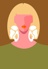 Woman portrait in fashionable flat style. Fashion illustration