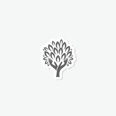 Tree hand with leaves icon sticker isolated on gray background