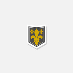 Middle ages heraldic shield icon sticker isolated on gray background