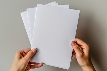Blank paper mockup on hand created with generative AI