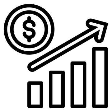 dollar coin rising graph, financial growth clip art preview