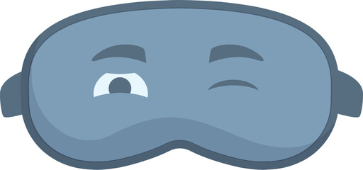 Cartoon representation of a sleeping mask winking, ideal for promoting healthy sleep habits and relaxation