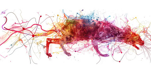 Naklejka premium The Symphony of Synapses: The Animal in Neural Symphony and Brain Activity - Picture an animal in a symphony of synapses, symbolizing its role in understanding brain activity and neural networks