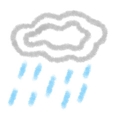 Clouds and raindrops in watercolor style