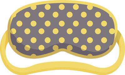 Gray and yellow polka dot sleeping mask is laying flat, helping someone get a good night's sleep