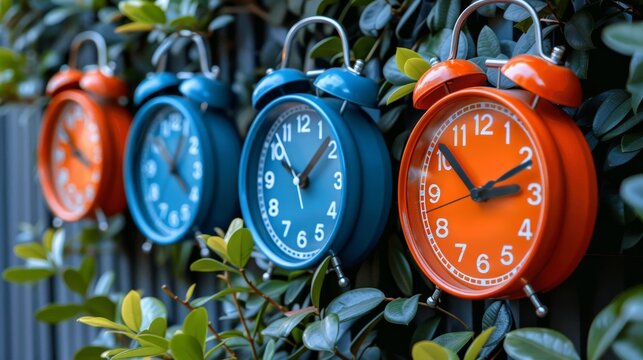 Clocks in descent  timepieces frozen in mid air as they fall, a captivating moment captured