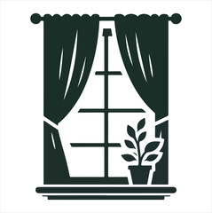 A line-drawn illustration of a window or mirror in black and white. 