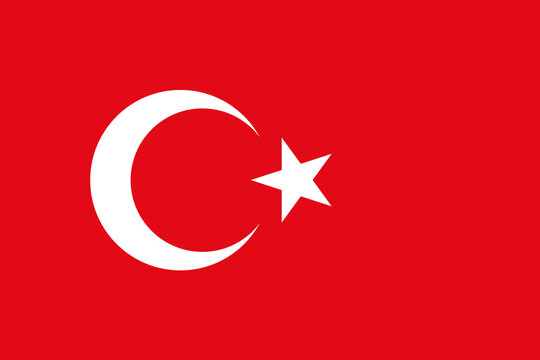 The official national Flag of Turkey. Turkish flag with star and crescent. Correct proportions and colors. Vector illustration