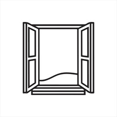 A line-drawn illustration of a window or mirror in black and white. 