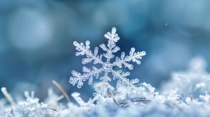 The beauty and complexity of nature seen in the detailed formation of snowflakes in a frosty air.