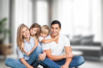 Happy young Parents With child have fun at home