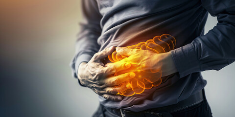 Hepatitis: The Jaundice and Abdominal Pain - Picture a person with highlighted liver showing inflammation