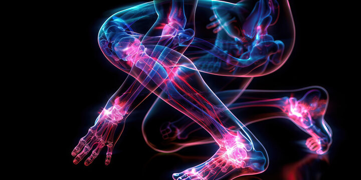Gout: The Joint Swelling and Intense Pain - Visualize a person with highlighted joints showing uric acid crystals